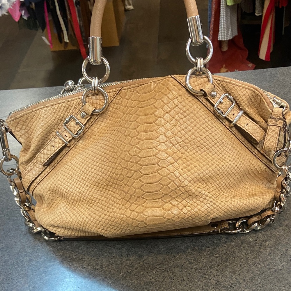 Coach Tan Embossed Python-Style Leather Satchel W… - image 6